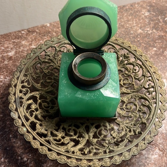 Antique Inkwell with Bronze Base - Picture 3 of 7